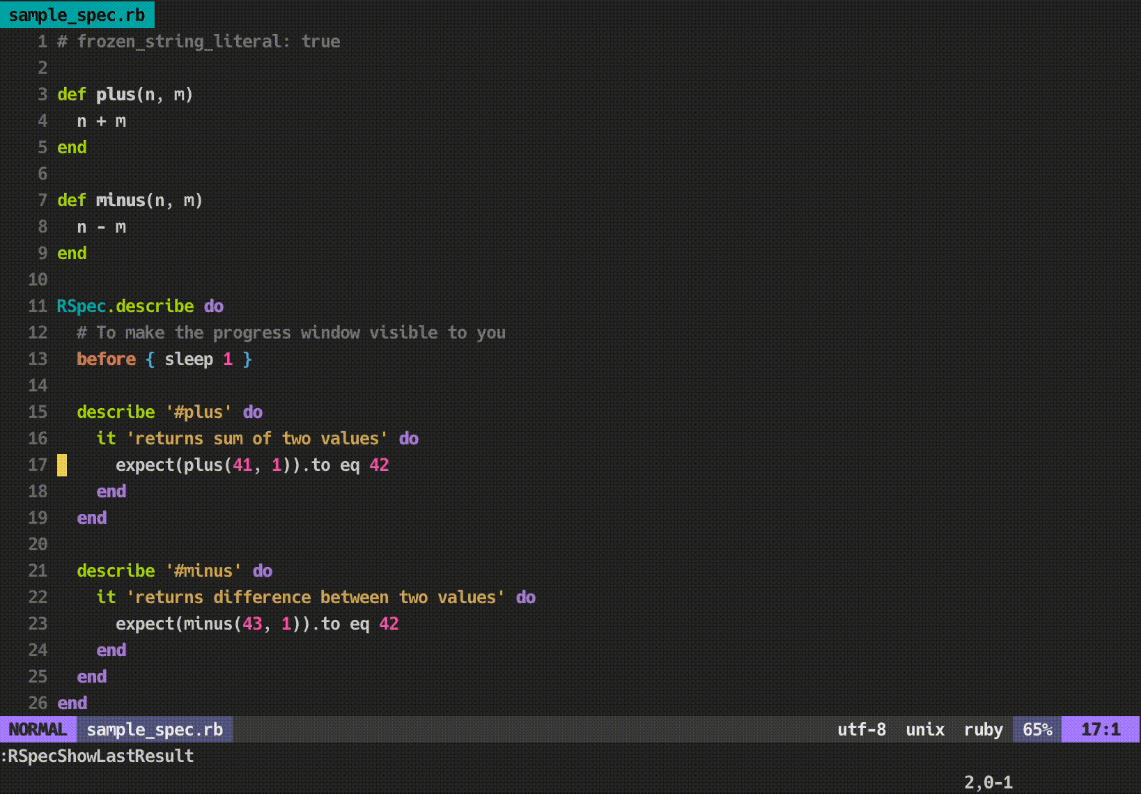 rspec.nvim のデモ